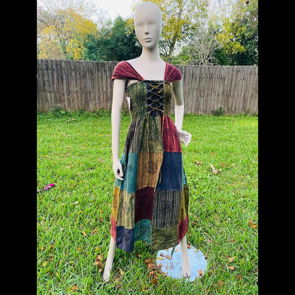 Beautiful cotton handmade patch skirt dresses